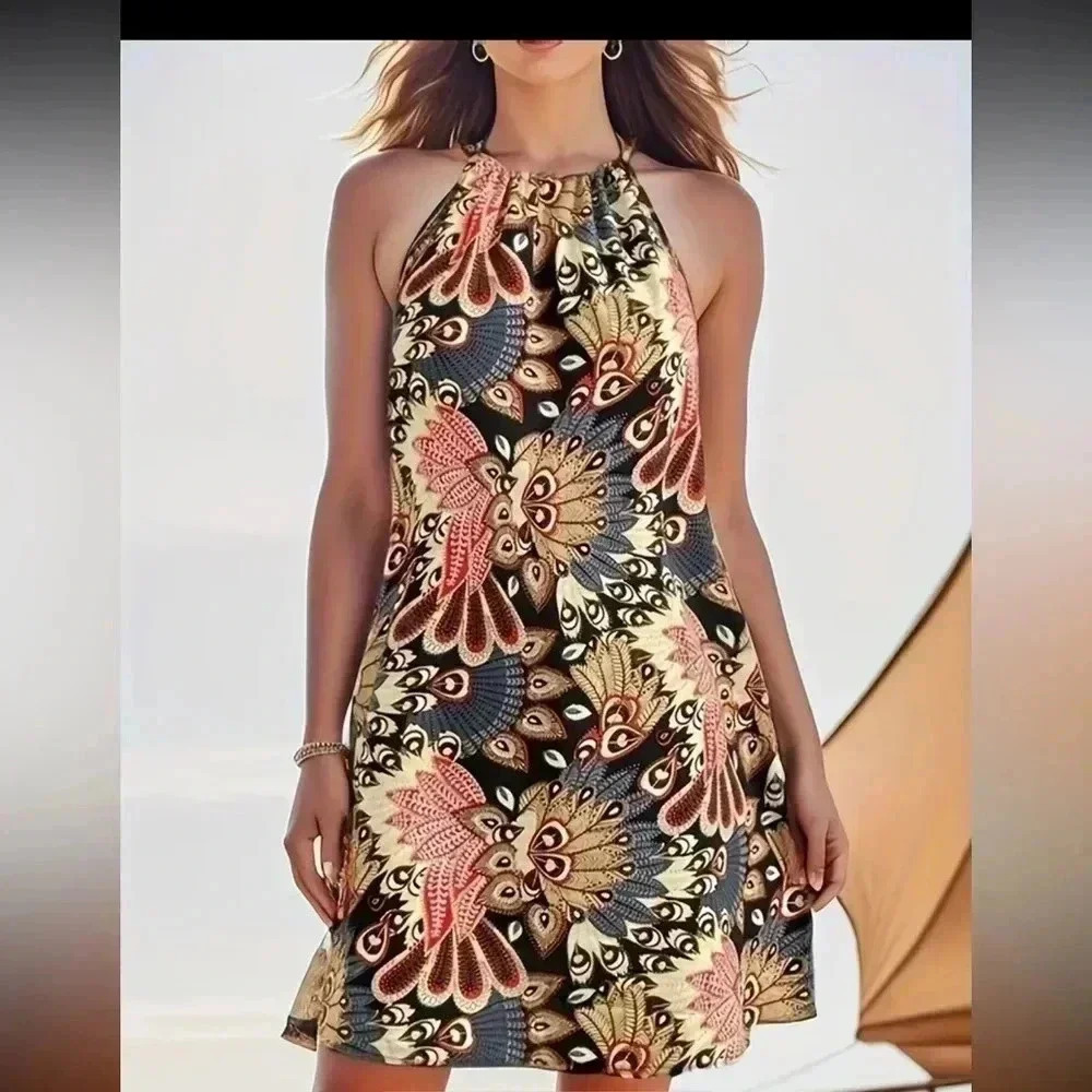 Graphic Print Vintage Cami Dress